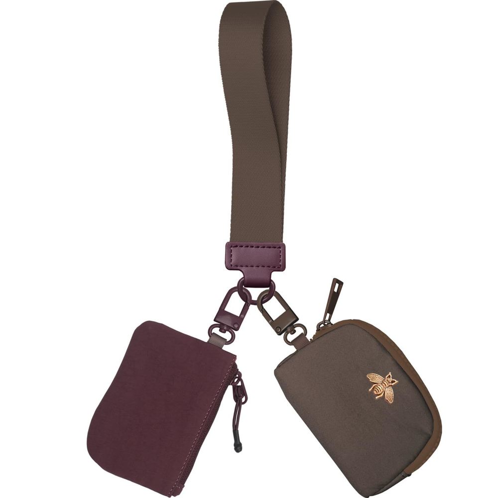 Mini Wristlet Wallets Dual Pouch, Around Wristlet Handbag Wallet Zip UwU